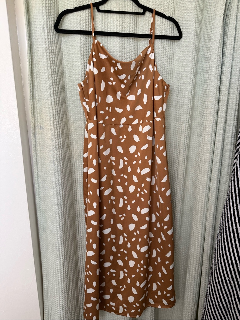 Old Navy Brown and White Spaghetti Strap Printed Midi Dress